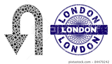 Grunge London Seal and Geometric Turn Back Mosaic 84470242