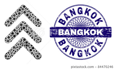 Distress Bangkok Stamp and Geometric Triple Arrowhead Up Mosaic 84470246