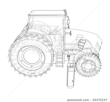 Electric Farm Tractor Charging Station Sketch Electric Farm Tractor Charging Station Sketch 84470247