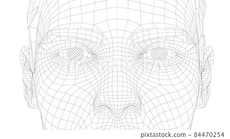 Wireframe portrait of a young beautiful girl 84470254