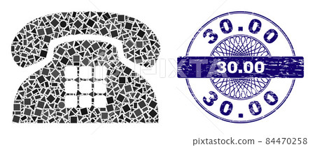 Rubber 30.00 Stamp and Geometric Tone Phone Mosaic 84470258