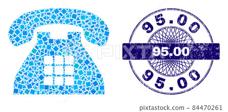 Grunge 95.00 Stamp Seal and Geometric Tone Phone Mosaic 84470261