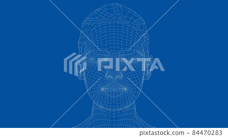Wireframe portrait of a young beautiful girl 84470283