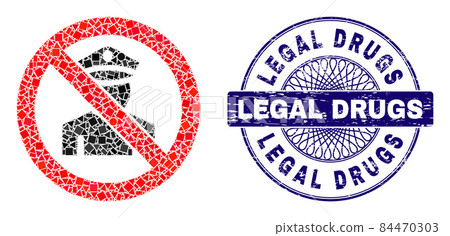 Grunge Legal Drugs Badge and Geometric Stop Policeman Mosaic 84470303