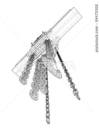 A Hoist on the beam. 3d illustration A Hoist on the beam. 3d illustration 84470308