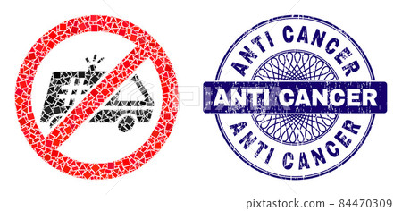 Rubber Anti Cancer Stamp Seal and Geometric Stop Jail Police Car Mosaic 84470309