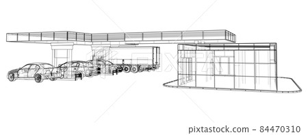 Electric Car Charging Station with Cars and Truck Electric Car Charging Station with Cars and Truck 84470310