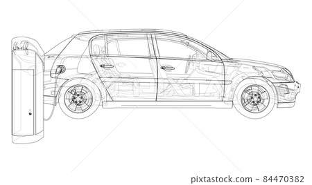 Electric Vehicle Charging Station Sketch Electric Vehicle Charging Station Sketch 84470382