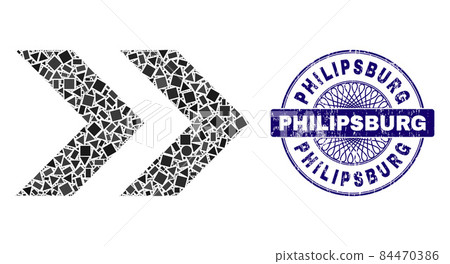 Grunge Philipsburg Seal and Geometric Shift Right Mosaic 84470386