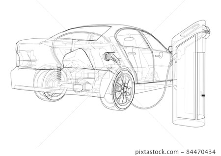 Electric Vehicle Charging Station Sketch Electric Vehicle Charging Station Sketch 84470434