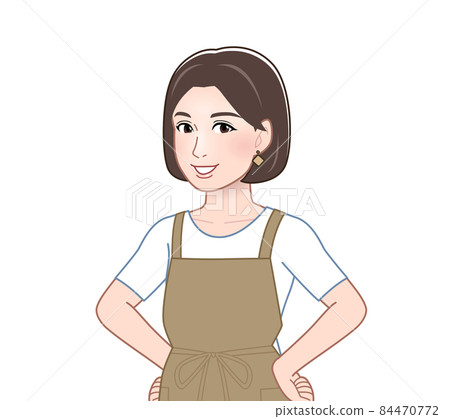 A woman wearing an apron - Stock Illustration [84470772] - PIXTA