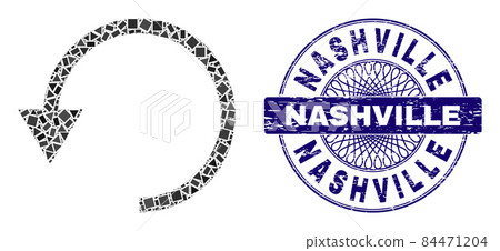 Scratched Nashville Badge and Geometric Rotate Ccw Mosaic Scratched Nashville Badge and Geometric Rotate Ccw Mosaic 84471204