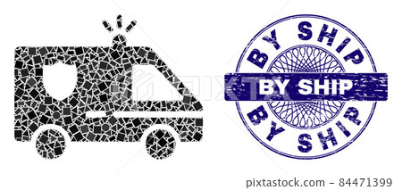 Grunge By Ship Seal and Geometric Police Car Mosaic 84471399