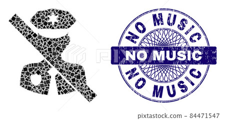 Textured No Music Stamp and Geometric No Police Guard Mosaic Textured No Music Stamp and Geometric No Police Guard Mosaic 84471547