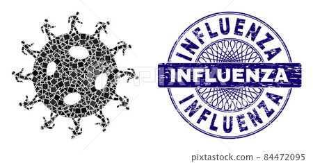Textured Influenza Stamp Seal and Geometric Human Virus Mosaic 84472095