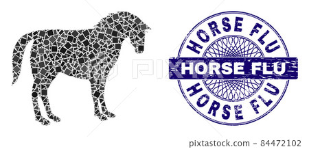 Distress Horse Flu Seal and Geometric Horse Mosaic 84472102