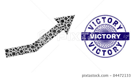 Textured Victory Stamp Seal and Geometric Growth Trend Mosaic 84472133