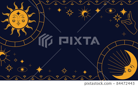 Hand drawn tarot art background premium vector 84472443