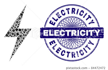 Grunge Electricity Seal and Geometric Electricity Mosaic Grunge Electricity Seal and Geometric Electricity Mosaic 84472472