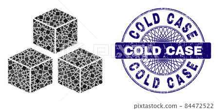 Scratched Cold Case Stamp and Geometric Cubes Mosaic 84472522