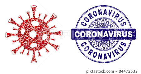 Rubber Coronavirus Stamp Seal and Geometric Coronavirus Mosaic Rubber Coronavirus Stamp Seal and Geometric Coronavirus Mosaic 84472532