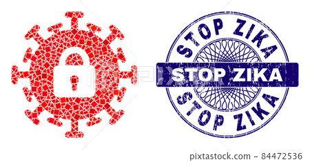 Scratched Stop Zika Stamp Seal and Geometric Contagious Lockdown Mosaic Scratched Stop Zika Stamp Seal and Geometric Contagious Lockdown Mosaic 84472536