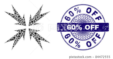 Rubber 60% Off Stamp and Geometric Compression Arrows Mosaic Rubber 60% Off Stamp and Geometric Compression Arrows Mosaic 84472555
