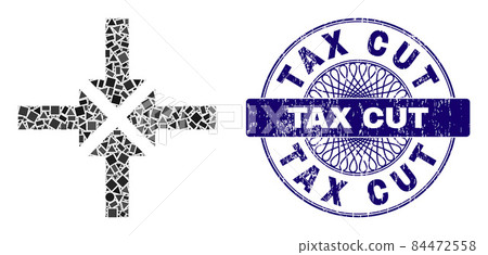 Grunge Tax Cut Seal and Geometric Compress Arrows Mosaic 84472558