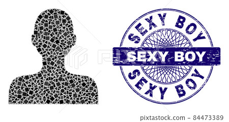 Textured Sexy Boy Stamp Seal and Geometric Boy Mosaic Textured Sexy Boy Stamp Seal and Geometric Boy Mosaic 84473389