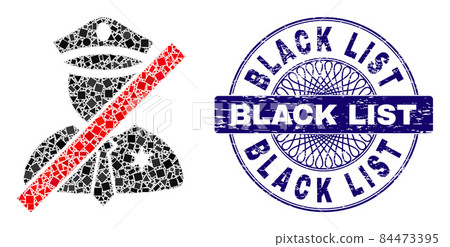Distress Black List Seal and Geometric Blacklisted Police Man Mosaic Distress Black List Seal and Geometric Blacklisted Police Man Mosaic 84473395
