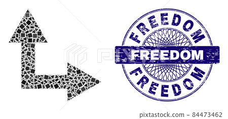 Textured Freedom Stamp and Geometric Bifurcation Arrow Right Up Mosaic 84473462
