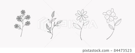 Collection of minimalistic simple floral elements Collection of minimalistic simple floral elements 84473523