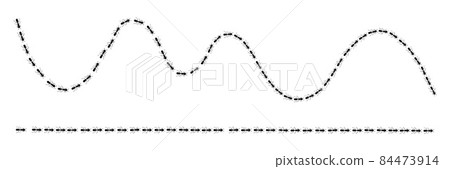 Ants marching in trail. Ant path isolated in white background. Vector illustration Ants marching in trail. Ant path isolated in white background. Vector illustration 84473914