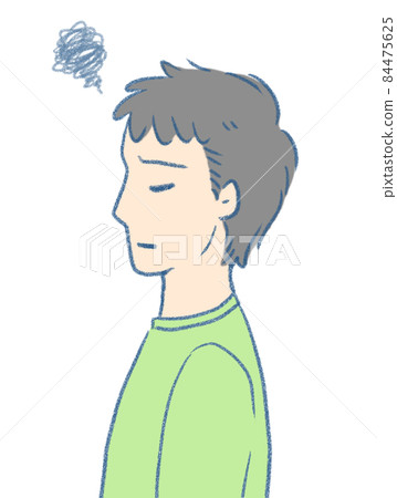 Illustration of a man who is worried sideways - Stock Illustration ...