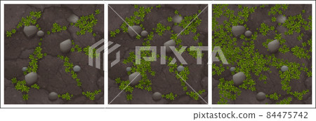 Barren land texture with green plants grow on soil Barren land texture with green plants grow on soil 84475742