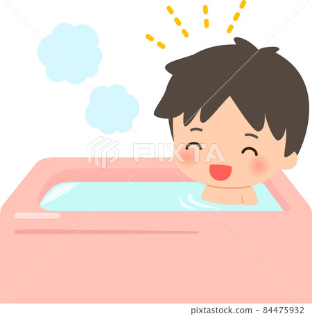 沐浴在浴缸的熱水的一個微笑的人 84475932