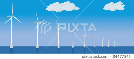 海上風力發電廠的圖示 清潔能源 防止全球變暖 碳中和 SDGs 84477845