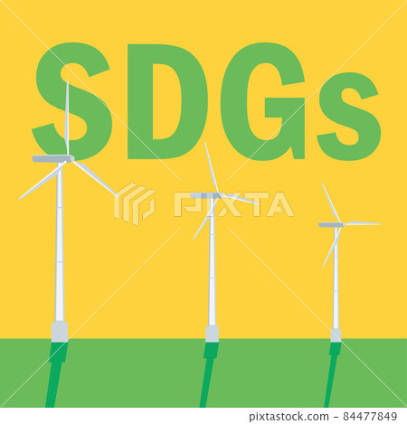 Illustration of wind power plant Clean energy Global warming prevention carbon neutral SDGs logo 84477849