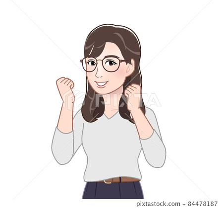 戴眼鏡、四分之三袖的女人 戴眼鏡、四分之三袖的女人 84478187