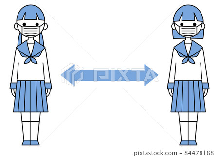 人物插畫_女學生_社交距離 人物插畫_女學生_社交距離 84478188