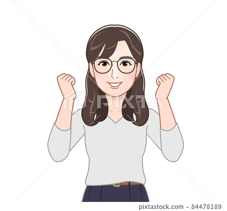 戴眼鏡、四分之三袖的女人 戴眼鏡、四分之三袖的女人 84478189