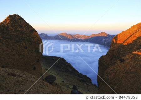 Cheonji of Mt. Baekdu as seen from the northern part of China 84479358