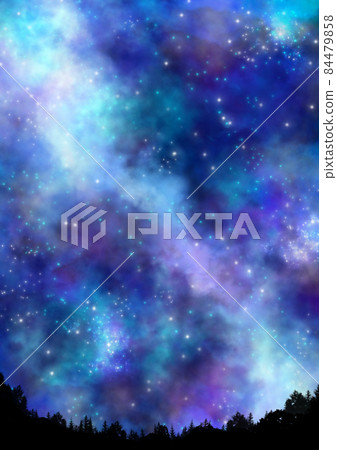 Starry sky and night forest landscape illustration Starry sky and night forest landscape illustration 84479858
