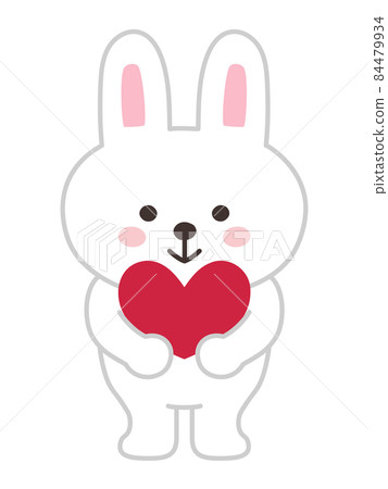 一隻可愛的兔子與一顆心的插圖 84479934