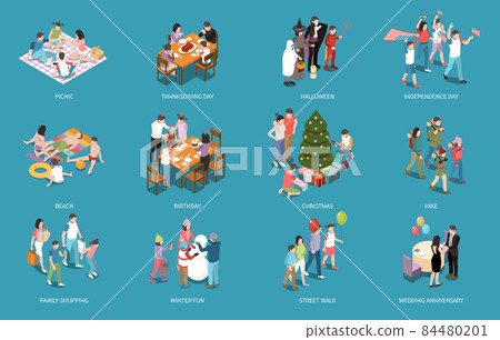 Families Holidays Isometric Set 84480201