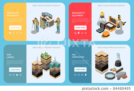 Geology Earth Exploration Isometric Banner Set Geology Earth Exploration Isometric Banner Set 84480495