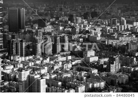 Modern megapolis with buildings and skyscrapers in daylight Modern megapolis with buildings and skyscrapers in daylight 84480845
