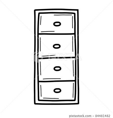 floor cabinet with drawers.Vector illustration in the style of doodles.Sketch cabinet 84481482
