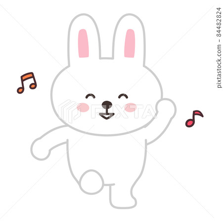 一隻看起來很有趣的兔子跳舞的插圖 84482824