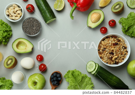 Concept of healthy nutrition on light gray background 84482837